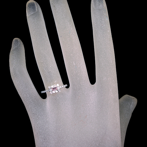 パパラチアサファイア 0.14ct ダイヤモンド 0.4ct プラチナ リング