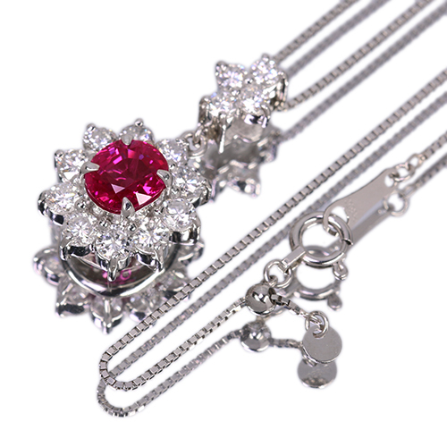 ルビー ダイヤモンド チャーム スタールビー 1.7ct ハートアンドキューピッドダイヤモンド(H&C