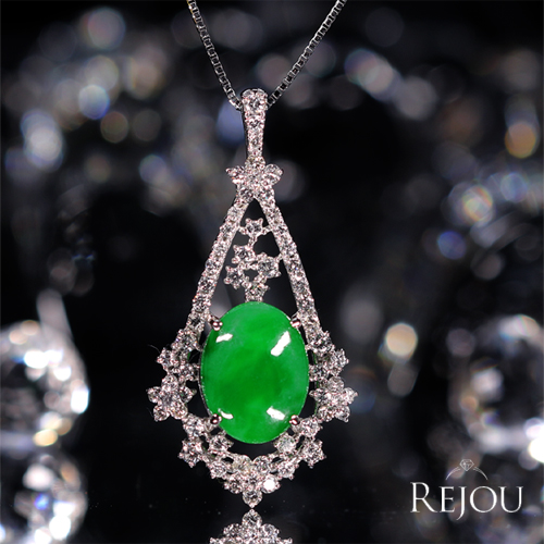 【人気ショップが最安値挑戦！】 3.4ct 翡翠（ヒスイ） ダイヤモンド プラチナネックレス 0.7ct アクセサリー