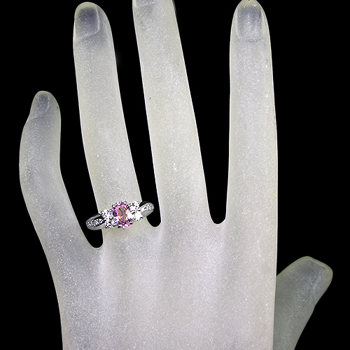 非加熱パパラチアサファイア 1.1ct ダイヤモンド 0.4ct プラチナ