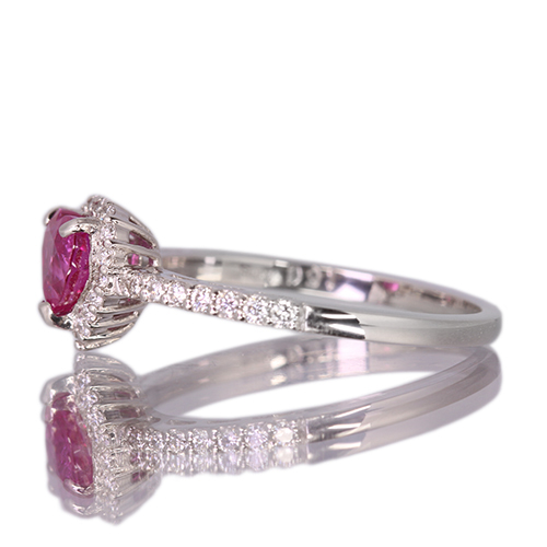 ハートシェイプルビー 0.9ct ダイヤモンド プラチナ リング(指輪