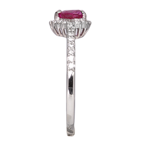 ハートシェイプルビー 0.9ct ダイヤモンド プラチナ リング(指輪