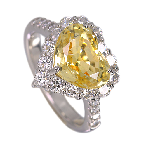 プラチナ　天然イエローサファイア　ダイヤモンド　リング 非加熱イエローサファイア 1.0ct ダイヤモンド 0.5ct プラチナ