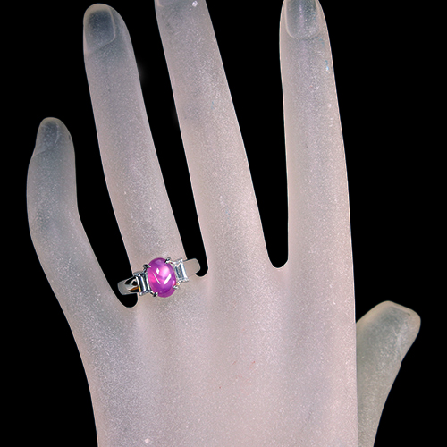 ピンクスターサファイア 2.3ct ダイヤモンド 0.5ct プラチナ リング