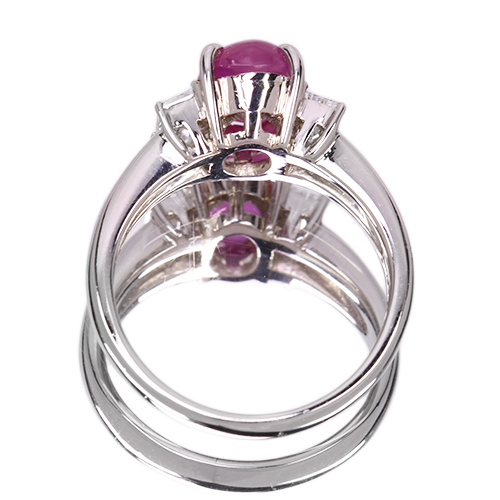 大粒ルビー　PT925 プラチナリング　レトロ　豪華 g006 プラチナ 大粒スタールビーリング SR-2,67ct D-0,82ct 商品詳細