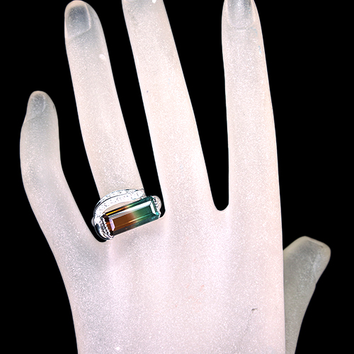 バイカラートルマリン 7.1ct ダイヤモンド プラチナ リング(指輪