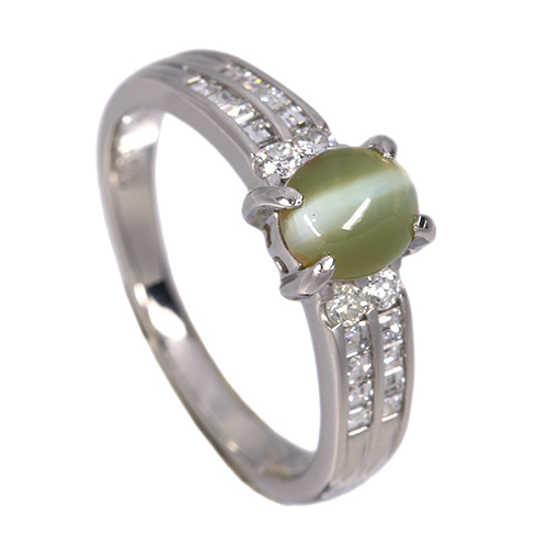 クリソベリルキャッツアイ 1.0ct ダイヤモンド 0.3ct プラチナ