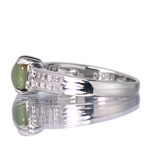 クリソベリルキャッツアイ 1.0ct ダイヤモンド 0.3ct プラチナ リング