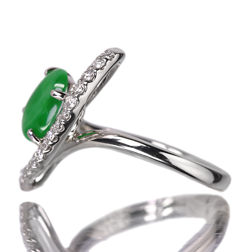 翡翠（ヒスイ） 1.2ct ダイヤモンド プラチナ リング(指輪)【品質