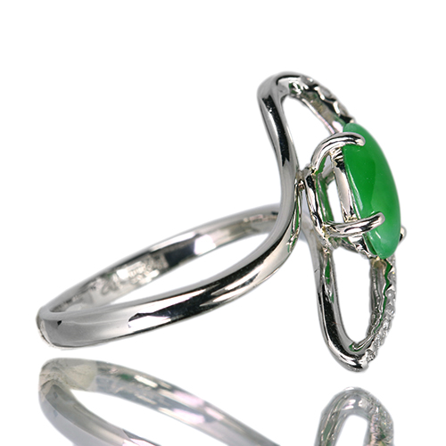 翡翠（ヒスイ） 1.2ct ダイヤモンド プラチナ リング(指輪)【品質