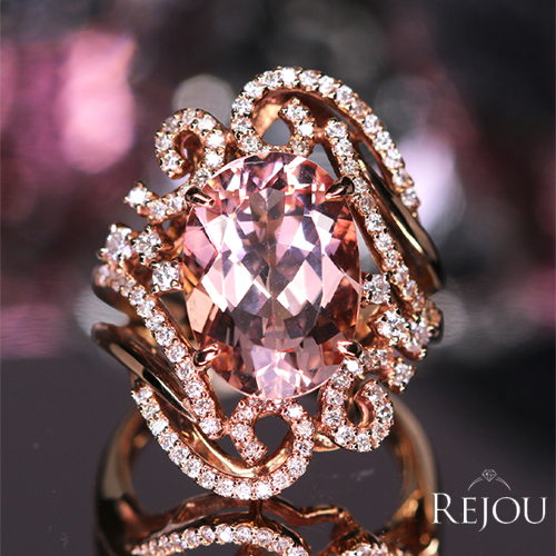 モルガナイト 5.5ct ダイヤモンド 0.6ct ピンクゴールド リング