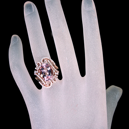 モルガナイト 5.5ct ダイヤモンド 0.6ct ピンクゴールド リング(指輪