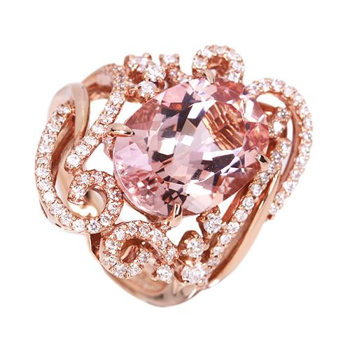 22/美品 K18PG モルガナイト5.37ct ダイヤ計0.52 リング 指輪 22/美品 K18PG モルガナイト5.37ct ダイヤ計0.52 リング 指輪