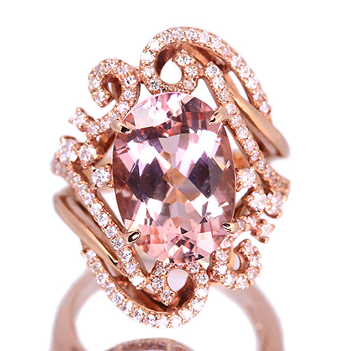 モルガナイト 5.5ct ダイヤモンド 0.6ct ピンクゴールド リング