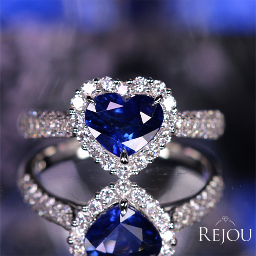 ハートシェイプブルーサファイア 1.4ct ダイヤモンド 0.5ct