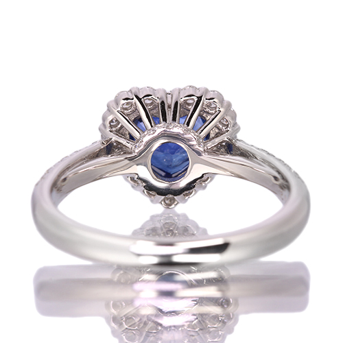 ハートシェイプブルーサファイア 1.4ct ダイヤモンド 0.5ct