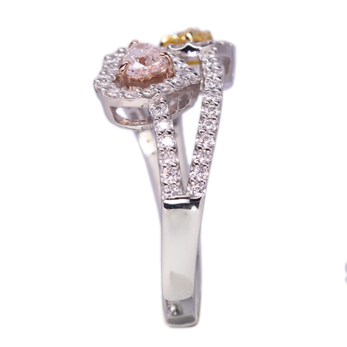 鑑別書付きハートシェイプカットダイヤ0.706ct・ピンクダイヤ0.02ct ハートシェイプピンクダイヤモンド 0.2ct/FVPP/SI2 ダイヤモンド