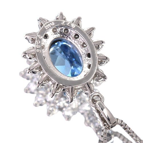 サンタマリアアクアマリン 0.77ct ダイヤモンド プラチナ ネックレス 