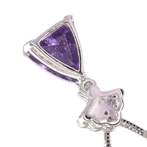 パープルサファイア 3.3ct ダイヤモンド ホワイトゴールド ネックレス
