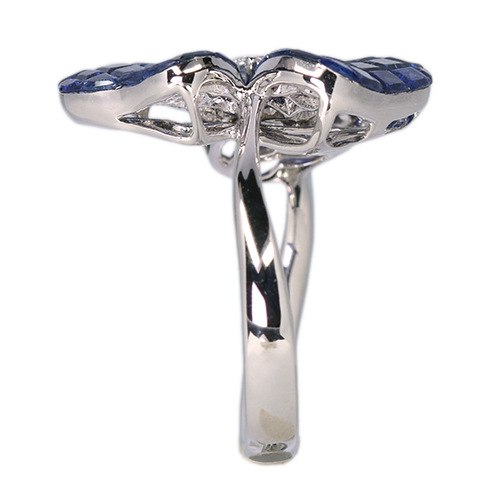 ブルーサファイア 5.0ct ダイヤモンド 0.18ct ホワイトゴールド リング