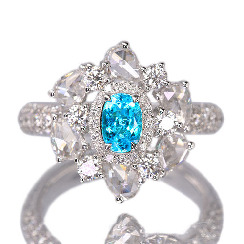新作＞ブラジル産パライバトルマリン 0.58ct ダイヤモンド 1.7ct