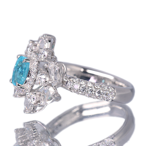 新作＞ブラジル産パライバトルマリン 0.58ct ダイヤモンド 1.7ct