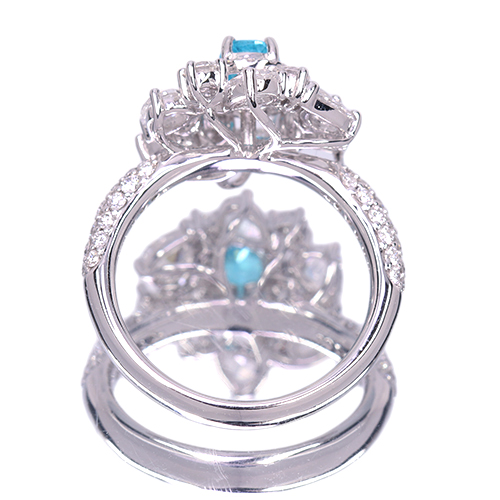 ブラジル産 パライバトルマリン リング0.6ct 銅3.5%超 日独鑑別】ブラジル産 PT900 パライバトルマリン 0.77ct D 0.33