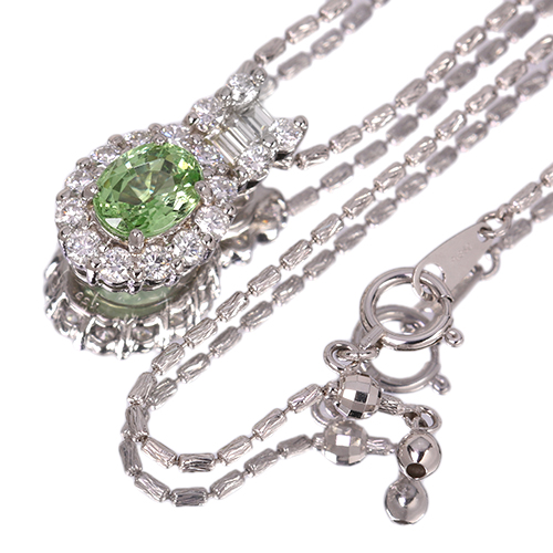 ミントグリーンガーネット 約1.3ct ダイヤモンド 0.8ct プラチナ