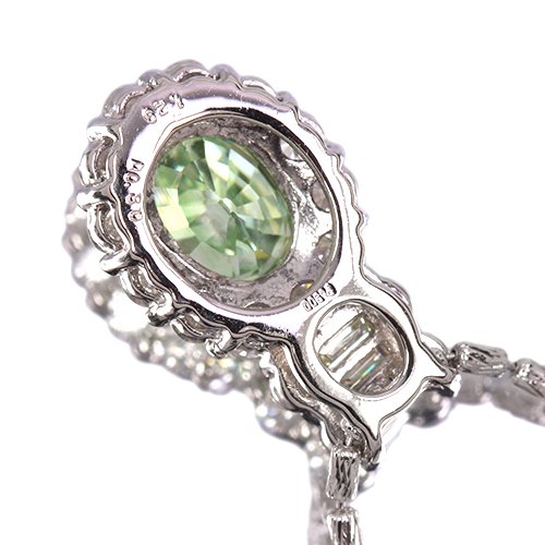 ミントグリーンガーネット 約1.3ct ダイヤモンド 0.8ct プラチナ