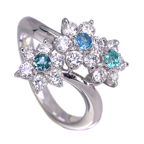 パライバトルマリン 0.3ct ダイヤモンド 1.2ct プラチナ リング(指輪