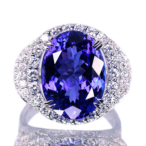 タンザナイト 11ct ダイヤモンド 0.8ct プラチナ リング(指輪)【品質