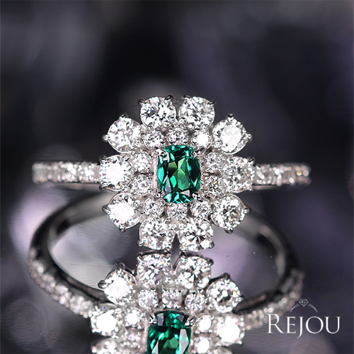 グリーンアウイナイト 0.14ct ダイヤモンド 0.6ct プラチナ リング