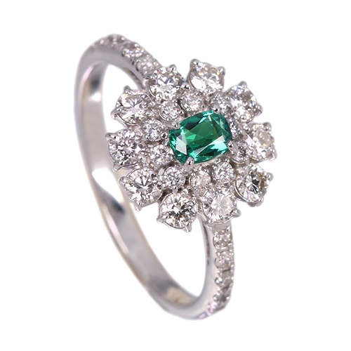 グリーンアウイナイト 0.14ct ダイヤモンド 0.6ct プラチナ リング