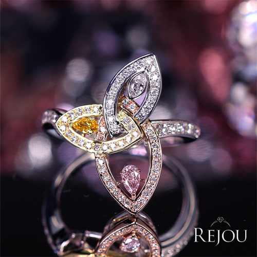 JE335☆高級 ピンクダイヤモンド0.10ct pt950 ヘッド 鑑定書 付