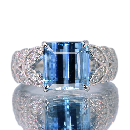 サンタマリアアクアマリン 約4ct ダイヤモンド 0.2ct プラチナ リング