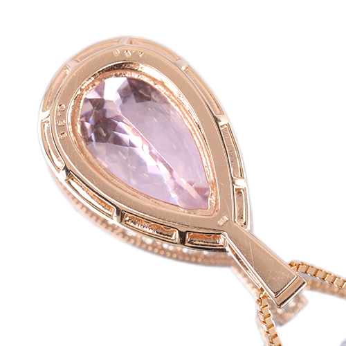 モルガナイト 4ct ダイヤモンド 0.3ct ピンクゴールド ネックレス