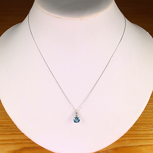 ブルージルコン 1ct ダイヤモンド プラチナ ネックレス【品質保証書