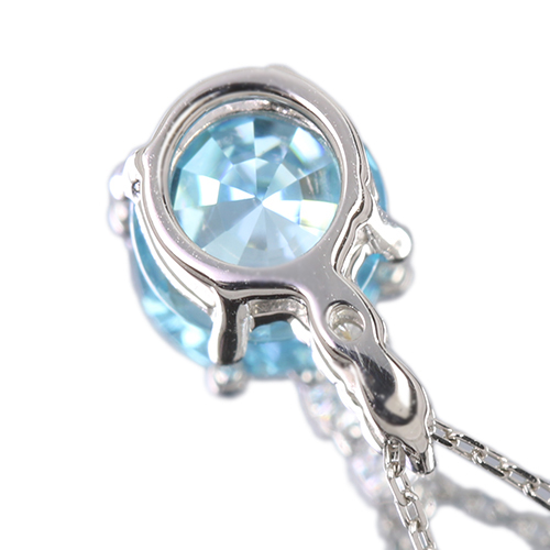 ブルージルコン 1ct ダイヤモンド プラチナ ネックレス【品質保証書
