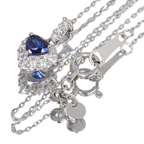 ハートシェイプブルーサファイア 0.3ct ダイヤモンド プラチナ