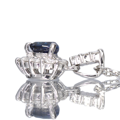 ハートシェイプブルーサファイア 0.3ct ダイヤモンド プラチナ