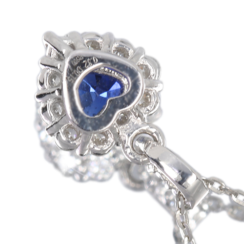 ハートシェイプブルーサファイア 0.3ct ダイヤモンド プラチナ