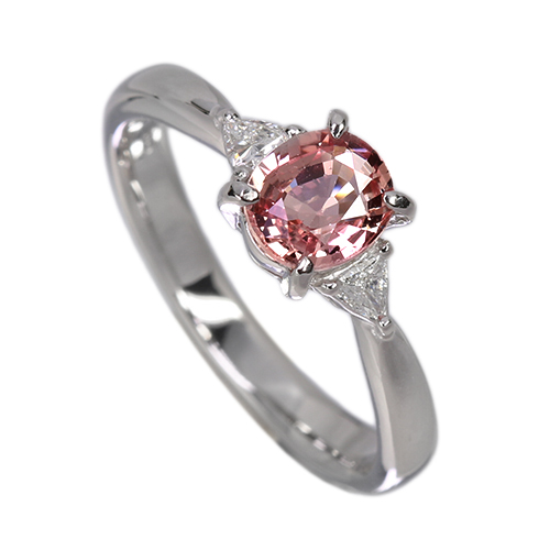 パパラチアサファイア 約1ct ダイヤモンド プラチナ リング(指輪
