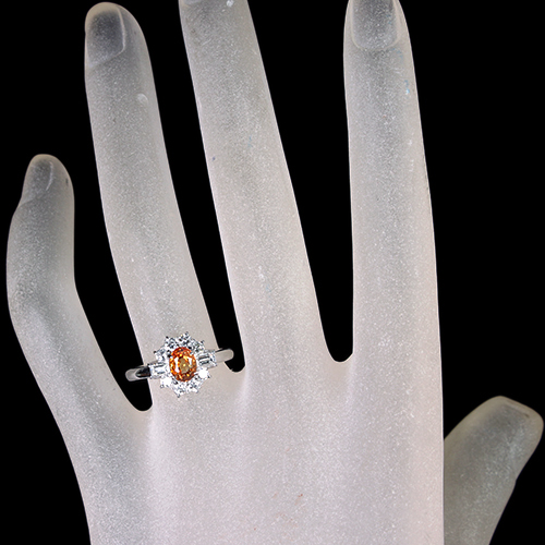 お祭り騒ぎだ！非加熱天然スフェーン0.625ct　S925フリーサイズリング 非加熱オレンジサファイア 1.0ct ダイヤモンド 0.6ct プラチナ リング
