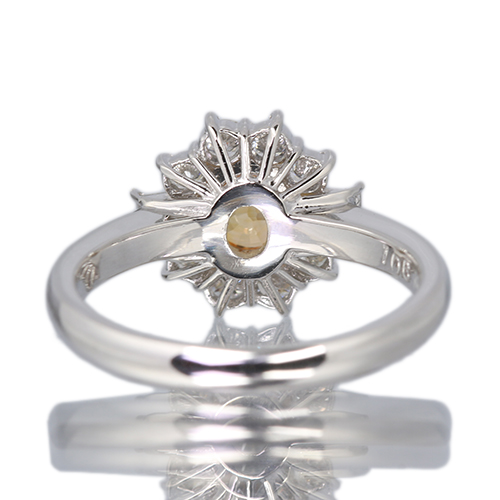 非加熱オレンジサファイア 1.0ct ダイヤモンド 0.6ct プラチナ リング