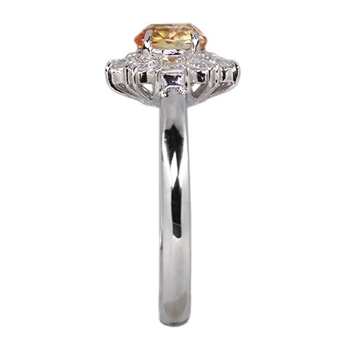 非加熱オレンジサファイア 1.0ct ダイヤモンド 0.6ct プラチナ リング