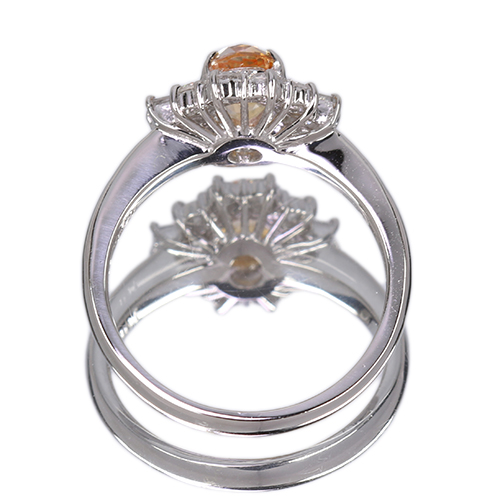 非加熱オレンジサファイア 1.0ct ダイヤモンド 0.6ct プラチナ リング