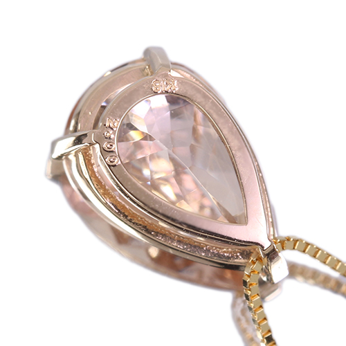 モルガナイト 2ct ピンクゴールド ネックレス【品質保証書/宝石鑑別書