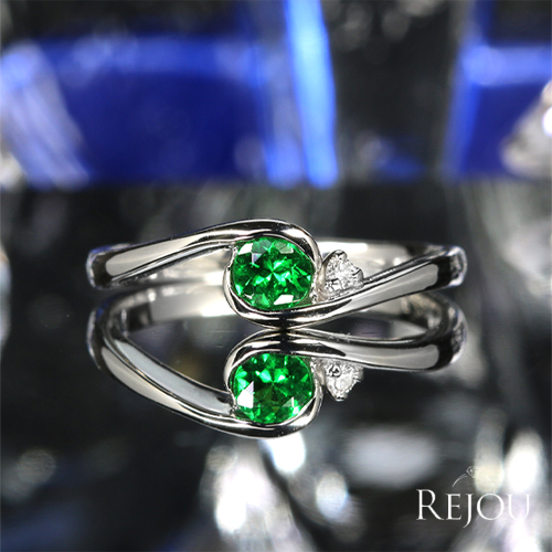 グリーンガーネット（ツァボライト） ダイヤモンド プラチナ リング