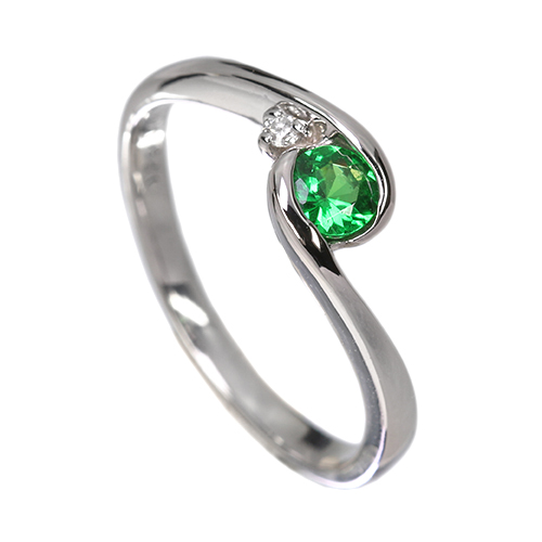 グリーンガーネット（ツァボライト） ダイヤモンド プラチナ リング