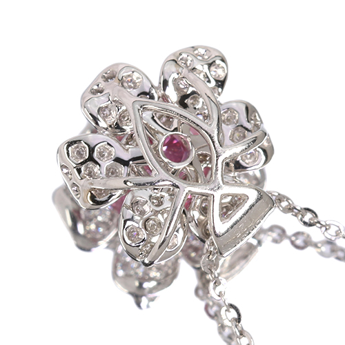 パパラチアサファイア 1.25ct ダイヤモンド 0.3ct プラチナ ネックレス